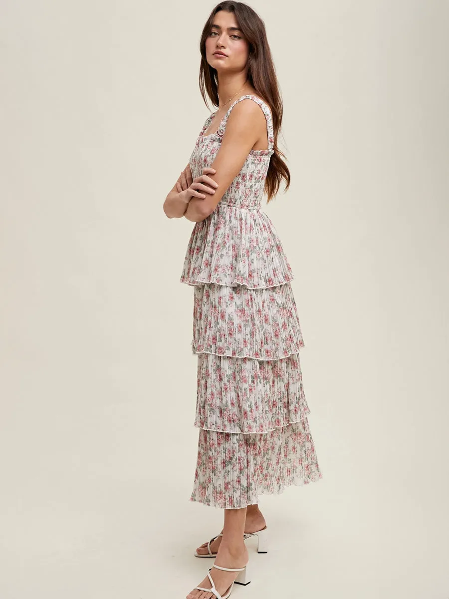 FLORAL TIERED LAYER MIDI DRESS sold by OAK product image thumbnail 3