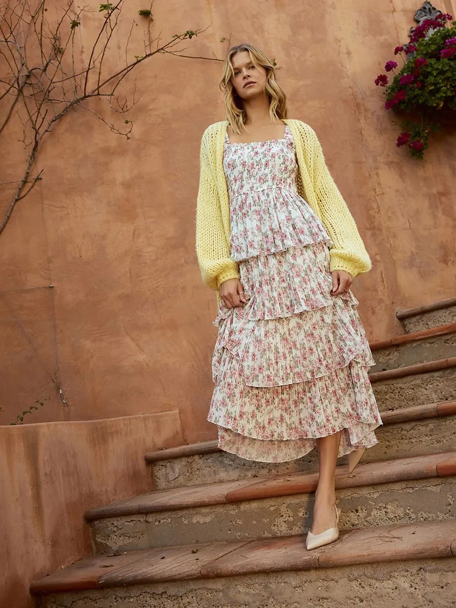 FLORAL TIERED LAYER MIDI DRESS sold by OAK product image thumbnail 4