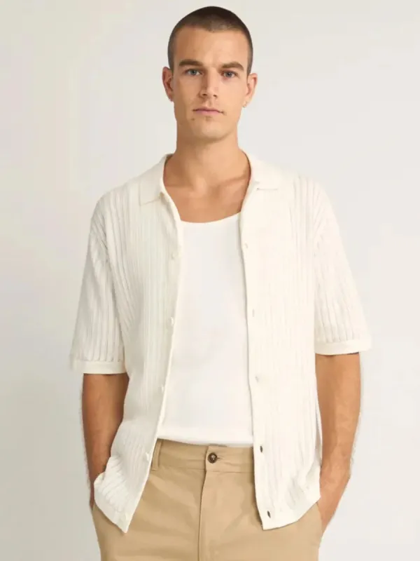 RHYTHM KNIT BUTTON DOWN POLO - NATURAL made by OAK