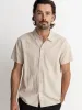 RHYTHM LINEN SHORT-SLEEVE SHIRT - SAND sold by OAK