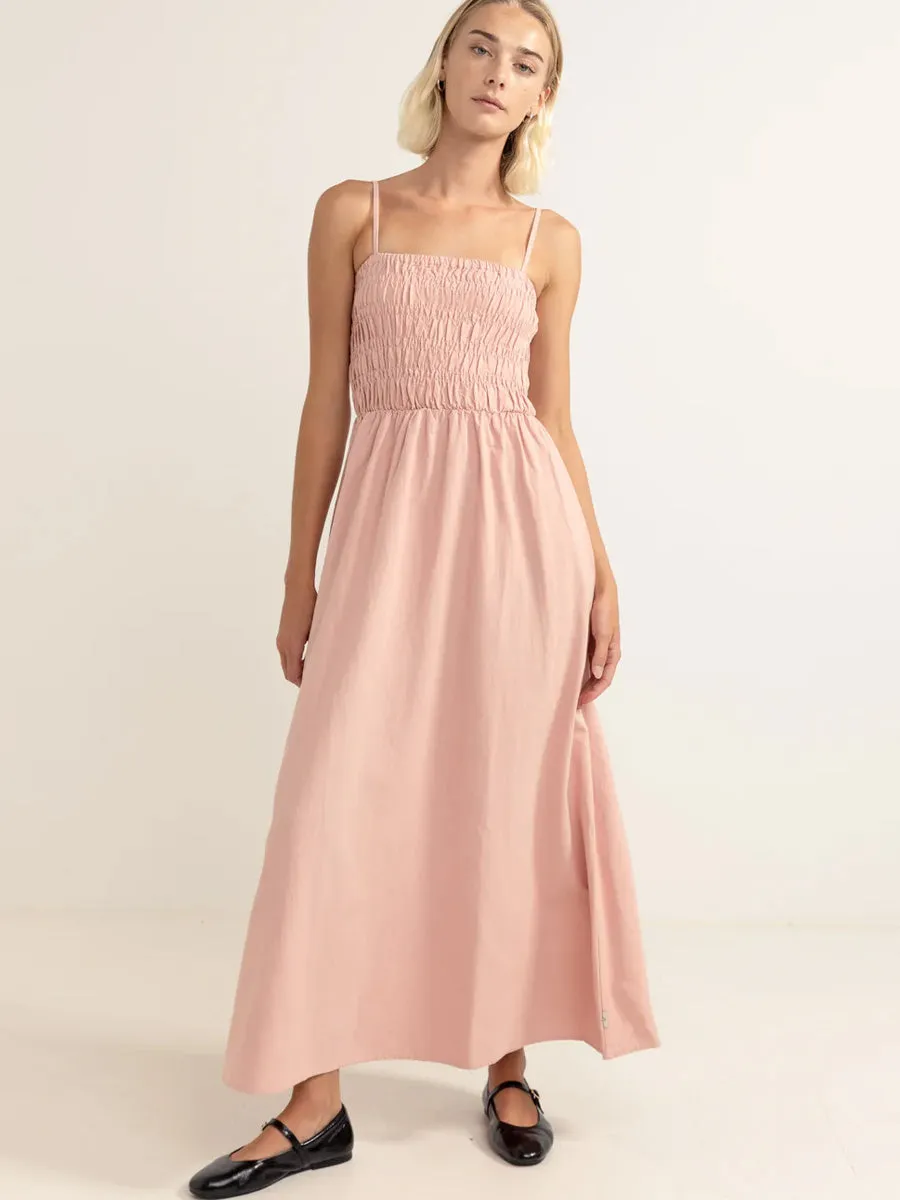 CLASSIC SHIRRED MIDI DRESS - DUSTY PINK sold by OAK