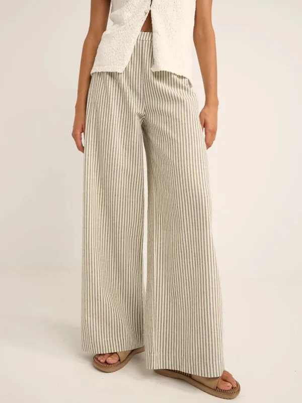 VALLEY STRIPE WIDE LEG PANT sold by OAK