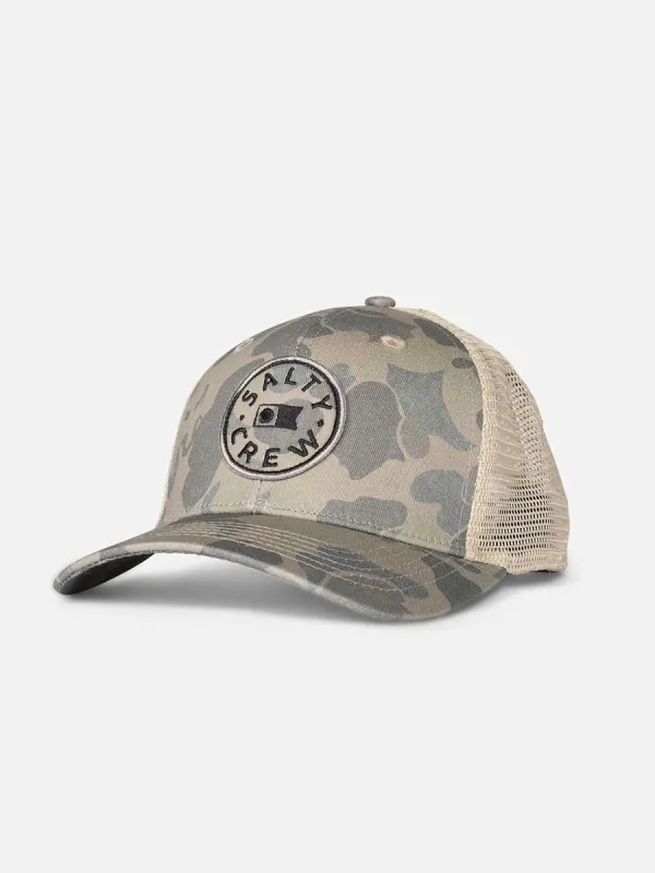 SALTY CREW WATERMARK RETRO TRUCKER HAT - SAND CAMO sold by OAK