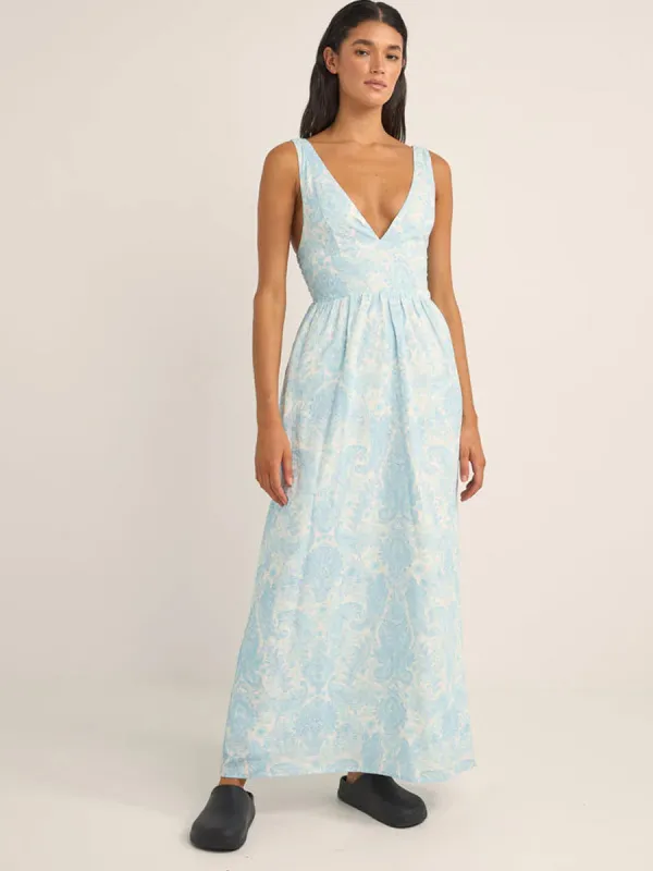 JEAN PAISLEY MAXI DRESS - BLUE sold by OAK
