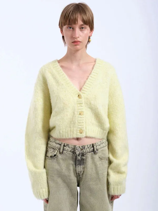 BETTY CARDIGAN - BRUSHED LIGHT YELLOW sold by OAK