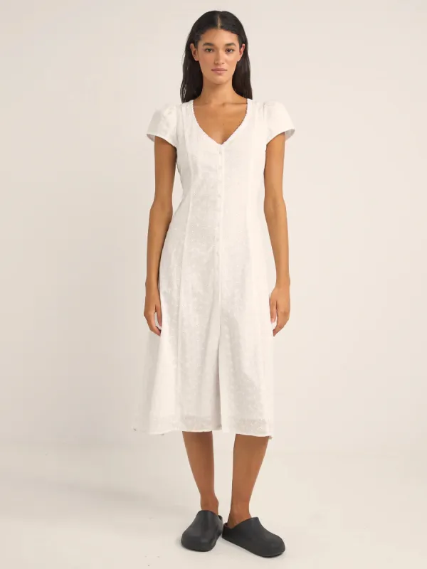 TALLULAH CAP SLEEVE MIDI DRESS - WHITE made by OAK