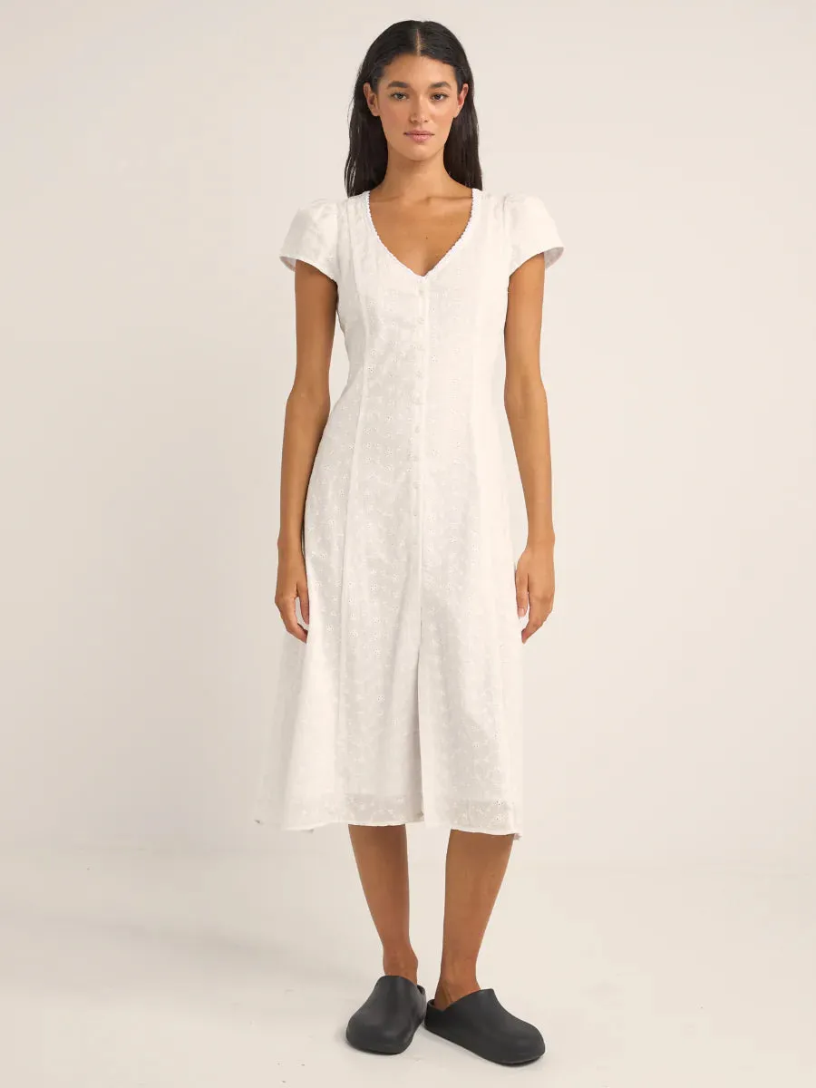 TALLULAH CAP SLEEVE MIDI DRESS - WHITE sold by OAK