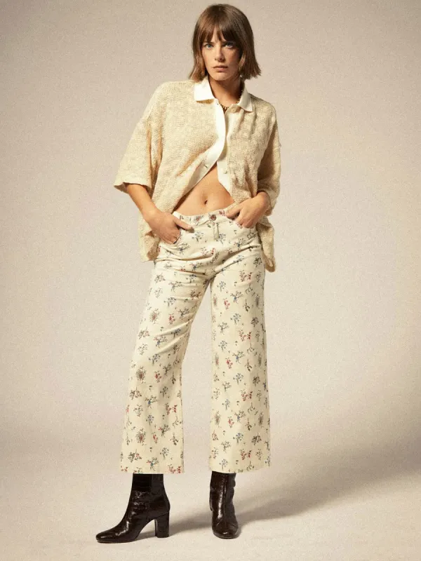 MARGO CROPPED 5 POCKET PANT - WHITECAP made by OAK