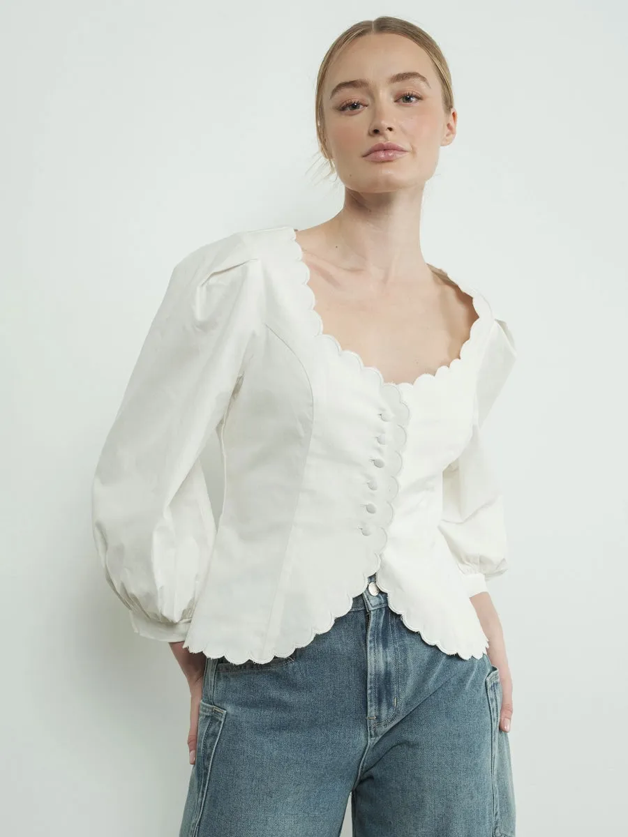 SQUARE NECK SCALLOPED EDGE HEMLINE BLOUSE sold by OAK product image thumbnail 5
