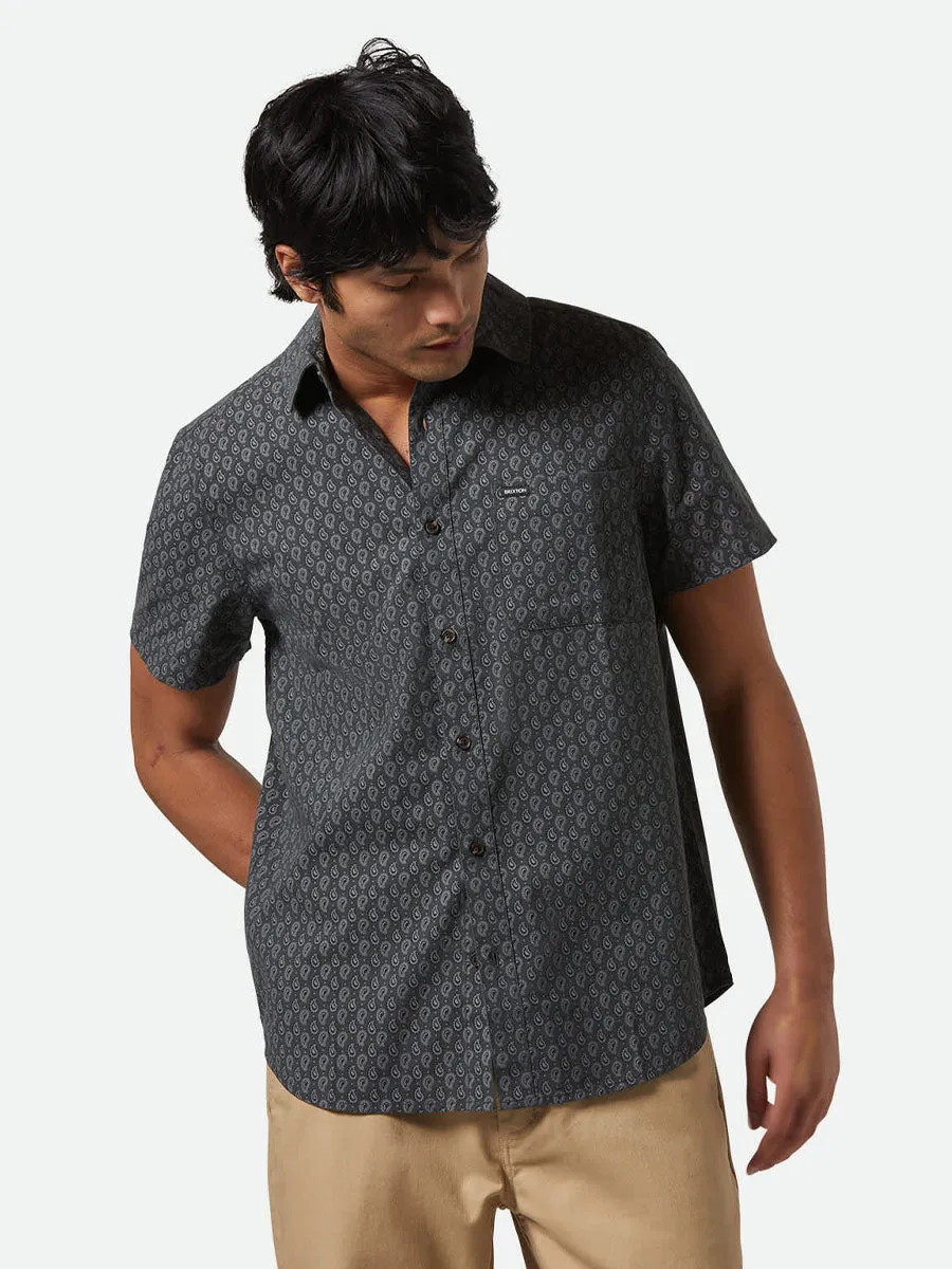 BRIXTON CHARTER SHORT-SLEEVE SHIRT - WASHED BLACK/PAISLEY sold by OAK