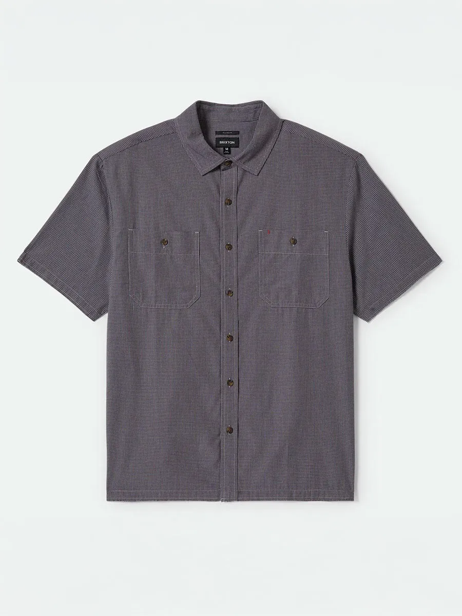 BRIXTON CRU MICRO PLAID SHORT-SLEEVE SHIRT - WASHED NAVY sold by OAK