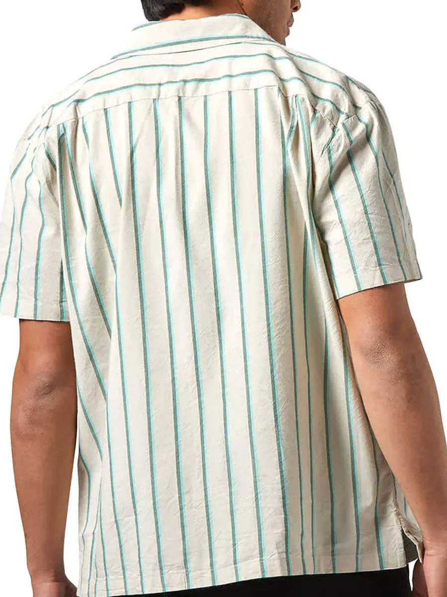 BRIXTON CRU STRIPE SHORT-SLEEVE SHIRT - BEIGE/PINE NEEDLE sold by OAK product image thumbnail 2