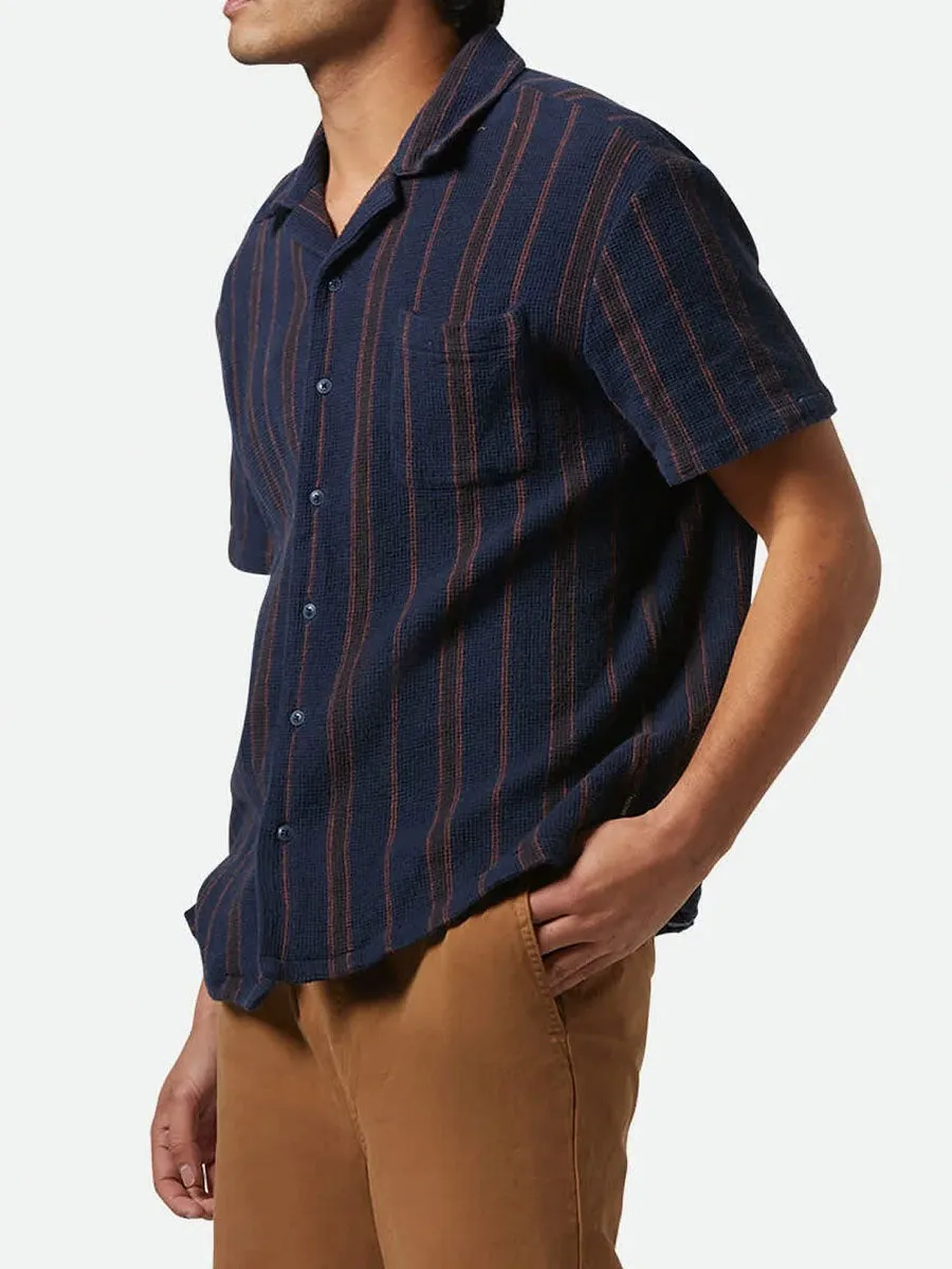 BRIXTON BUNKER WAFFLE STRIPE SHORT-SLEEVE SHIRT - WASHED NAVY sold by OAK product image thumbnail 3