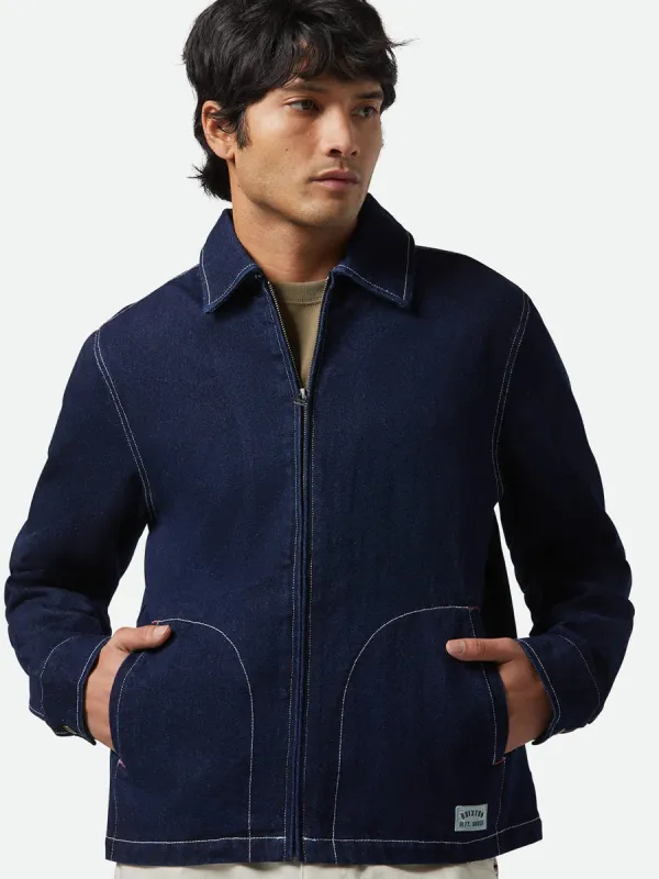 BRIXTON MECHANIC GARAGE ZIP JACKET - RINSE DENIM sold by OAK