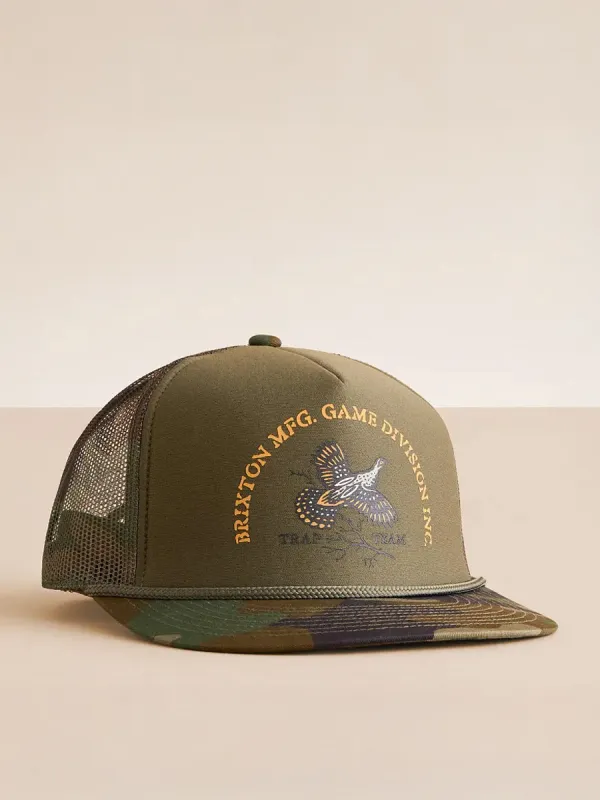 BRIXTON GAME TRUCKER HAT - CAMO/OLIVE/CAMO made by Brixton