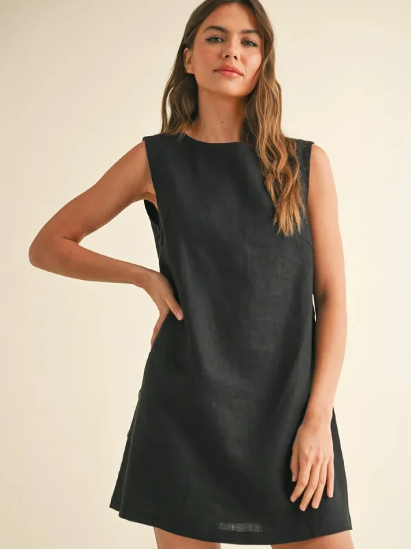 LINEN DRESS WITH BUTTON SIDE DETAIL sold by OAK