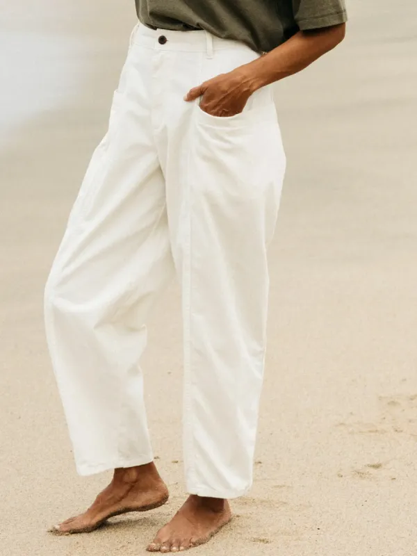 FINISTERRE CROFT WORKWEAR BARREL TROUSER - ECRU sold by OAK