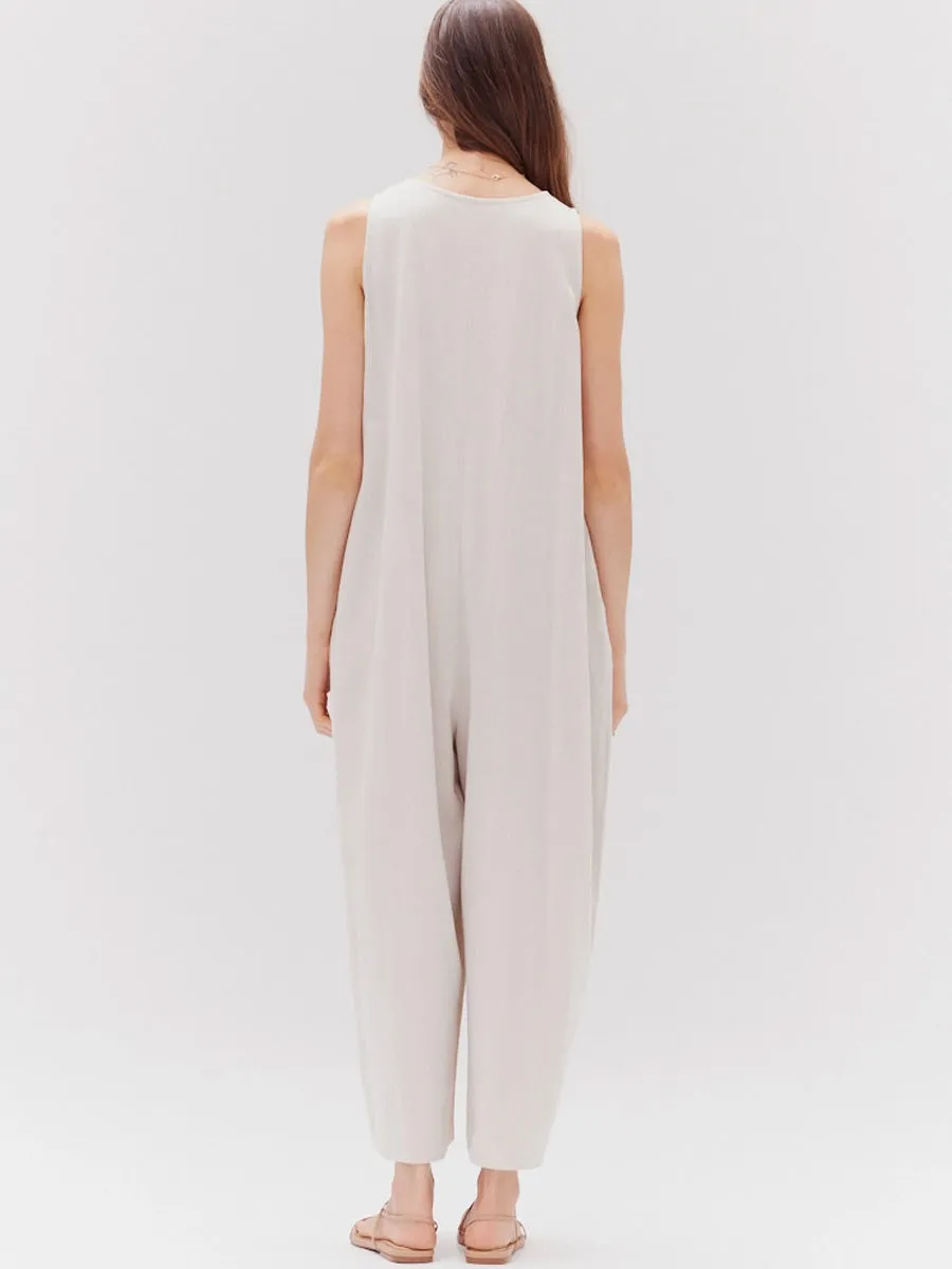 OVERFIT BUTTON DOWN JUMPSUIT - ECRU sold by OAK product image thumbnail 2