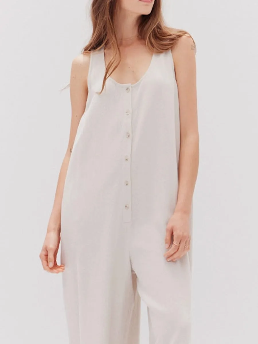 OVERFIT BUTTON DOWN JUMPSUIT - ECRU sold by OAK product image thumbnail 4