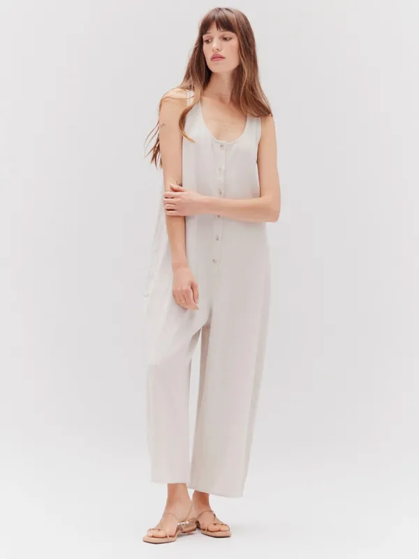 OVERFIT BUTTON DOWN JUMPSUIT - ECRU sold by OAK