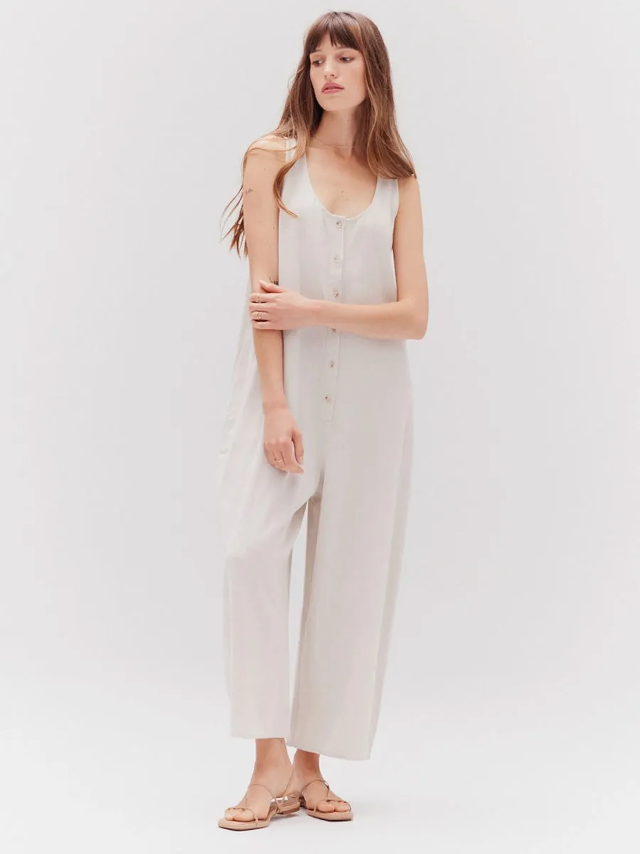 OVERFIT BUTTON DOWN JUMPSUIT - ECRU sold by OAK