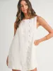 LINEN BUTTON LINEN DRESS WITH SCALLOP EDGING - WHITE sold by OAK