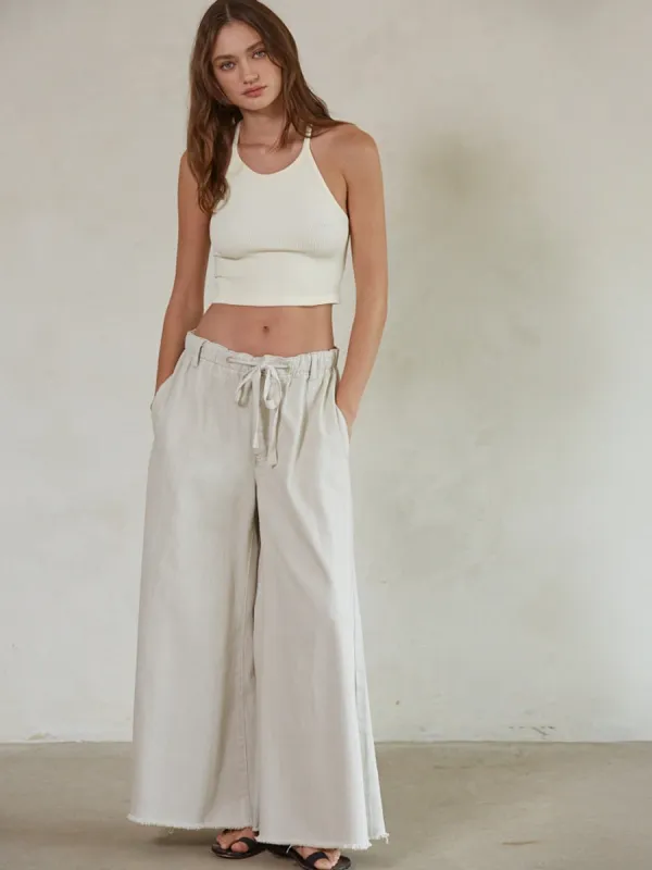 COTTON DENIM WIDE LEG PANT sold by OAK