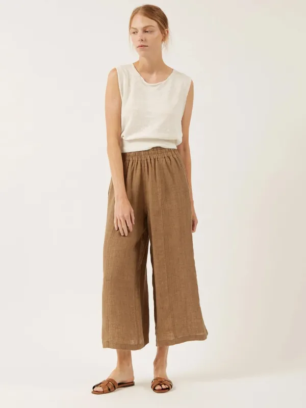 DOMI LINEN PANT - HONEY BROWN sold by OAK