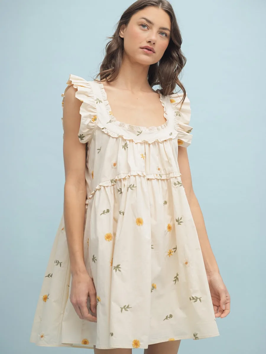 FLORAL RUFFLE MINI DRESS sold by OAK