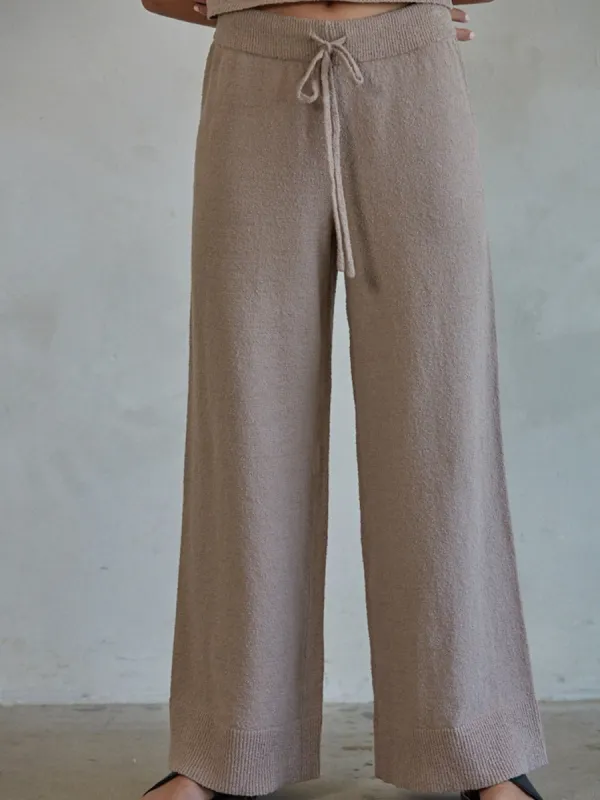 KNIT WIDE LEG PANT - TAUPE sold by OAK