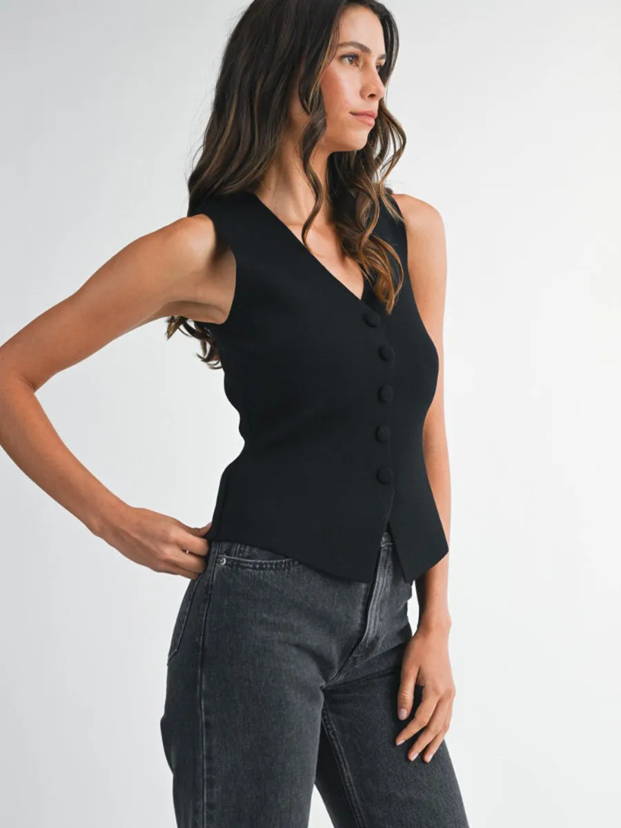 V-NECK KNIT VEST - BLACK sold by OAK product image thumbnail 3