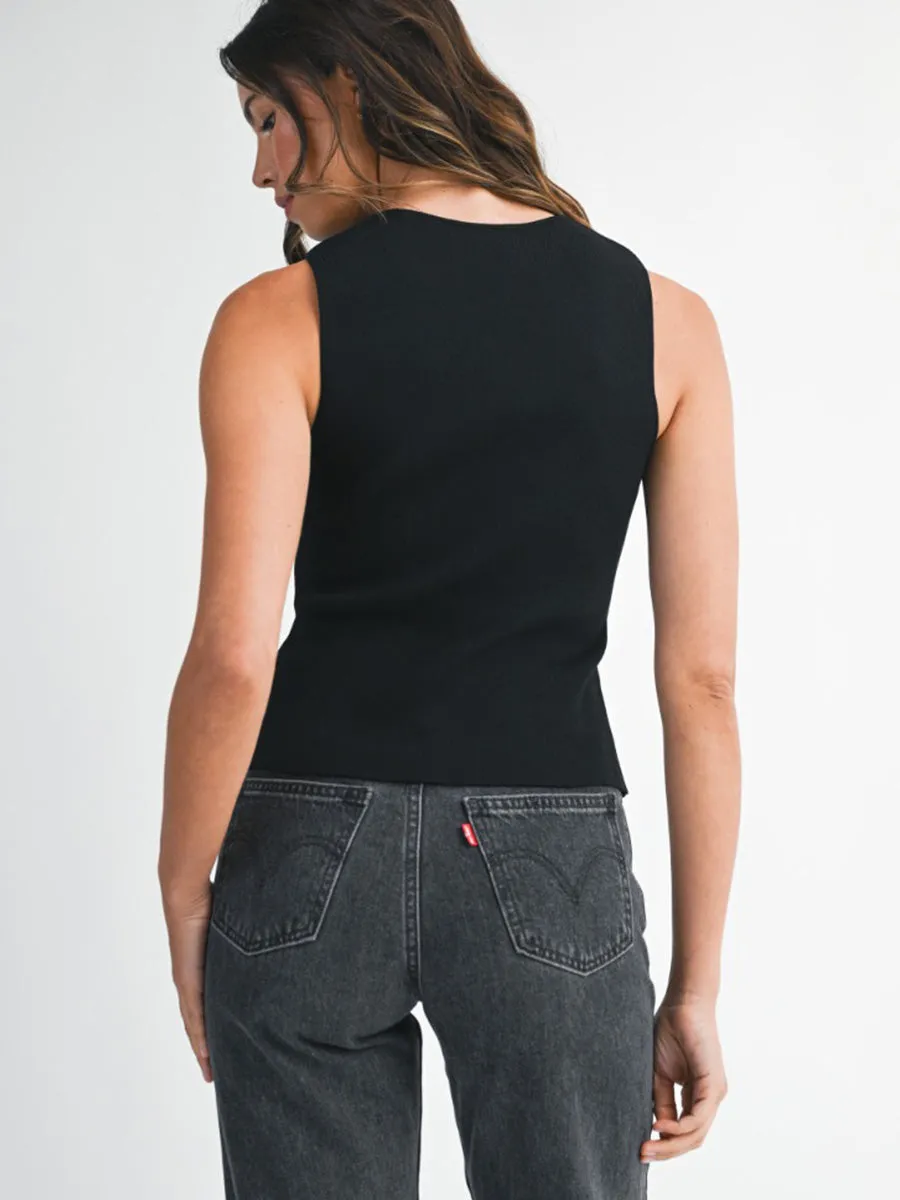 V-NECK KNIT VEST - BLACK sold by OAK product image thumbnail 2