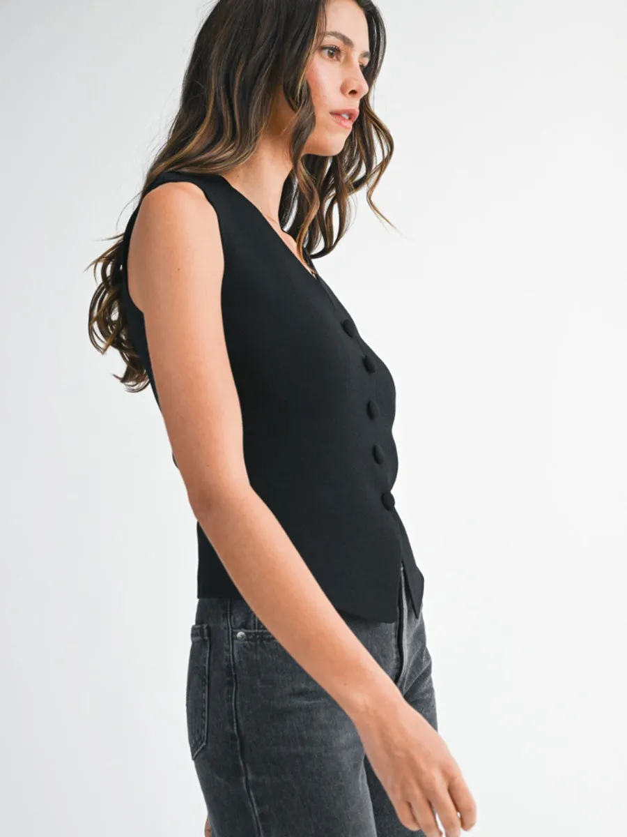 V-NECK KNIT VEST - BLACK sold by OAK product image thumbnail 4