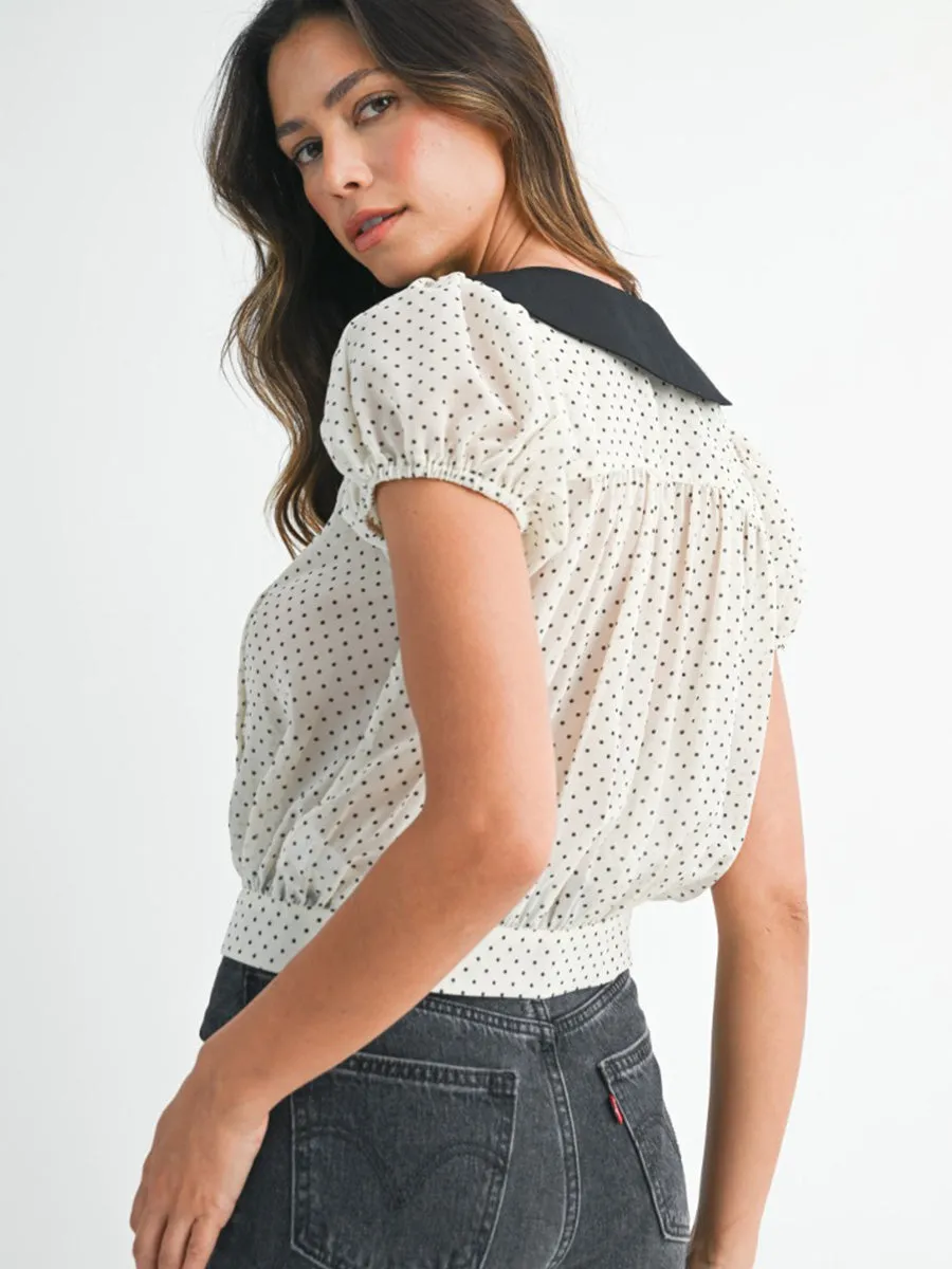 POLKA DOT PINTUCK SHIRT - CREAM sold by OAK product image thumbnail 2