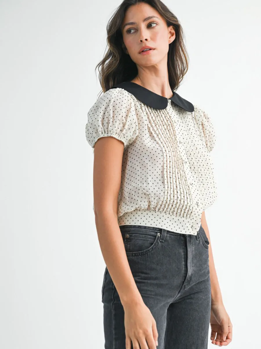 POLKA DOT PINTUCK SHIRT - CREAM sold by OAK product image thumbnail 3