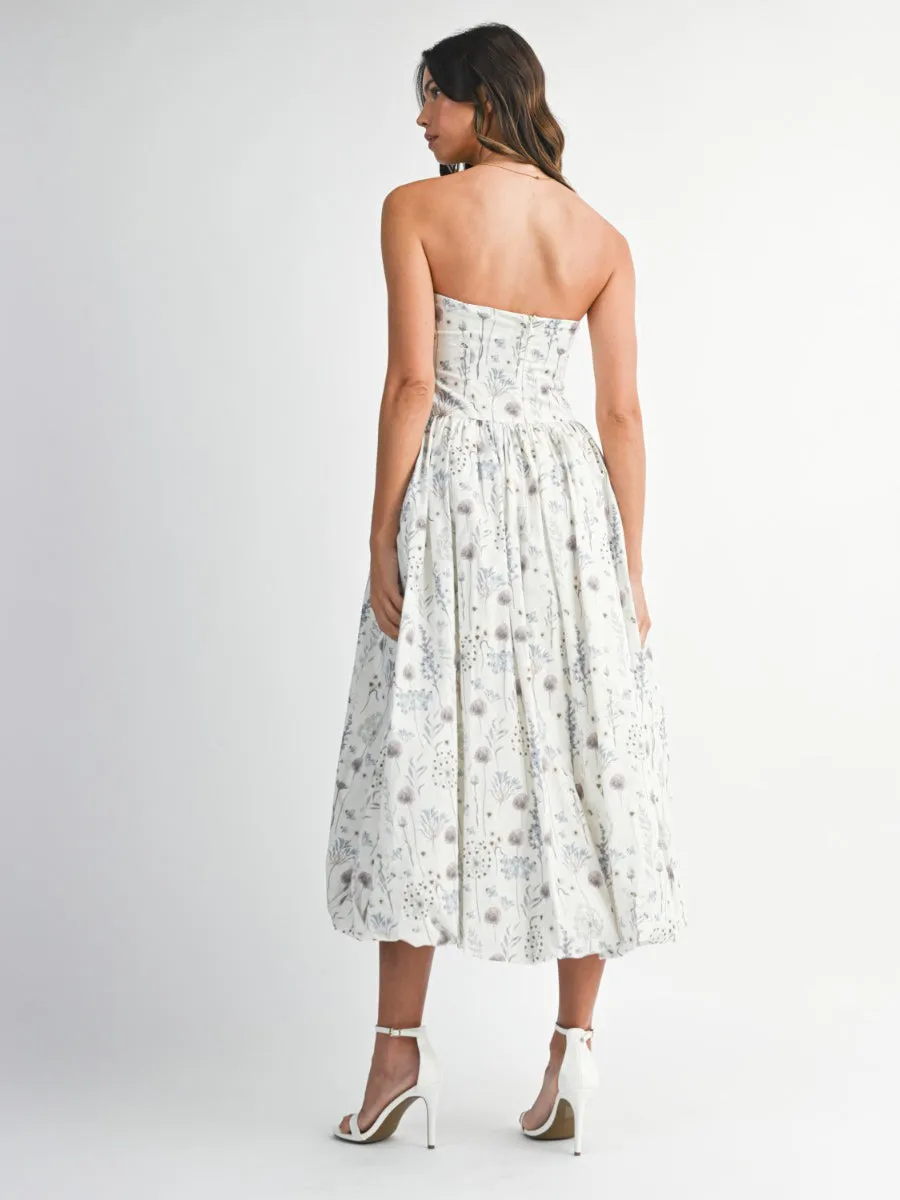 FLORAL PRINTED TUBE MIDI DRESS - OFF WHITE sold by OAK product image thumbnail 2