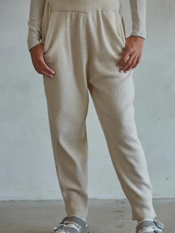 KNIT JOGGERS - LIGHT BEIGE sold by OAK