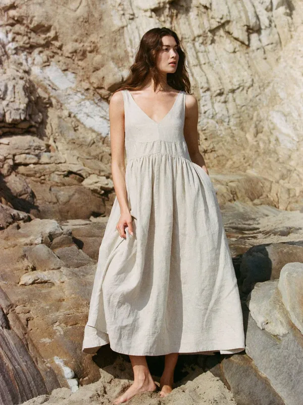 WOVEN 100% LINEN ELEONIE DRESS - LINEN sold by OAK