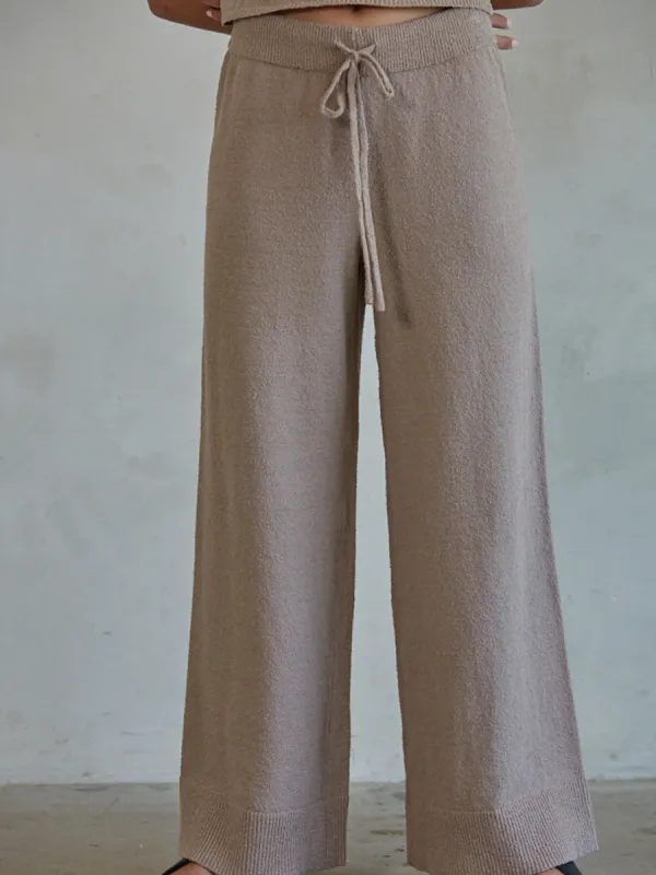 KNIT WIDE LEG PANT - MOCHA sold by OAK