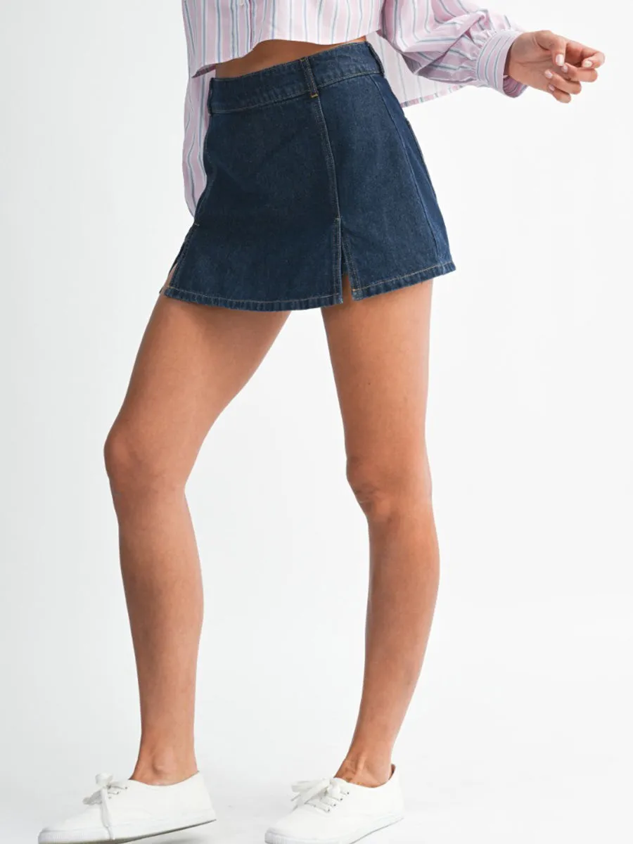 DENIM SKORT WITH FRONT SLIT sold by OAK product image thumbnail 4