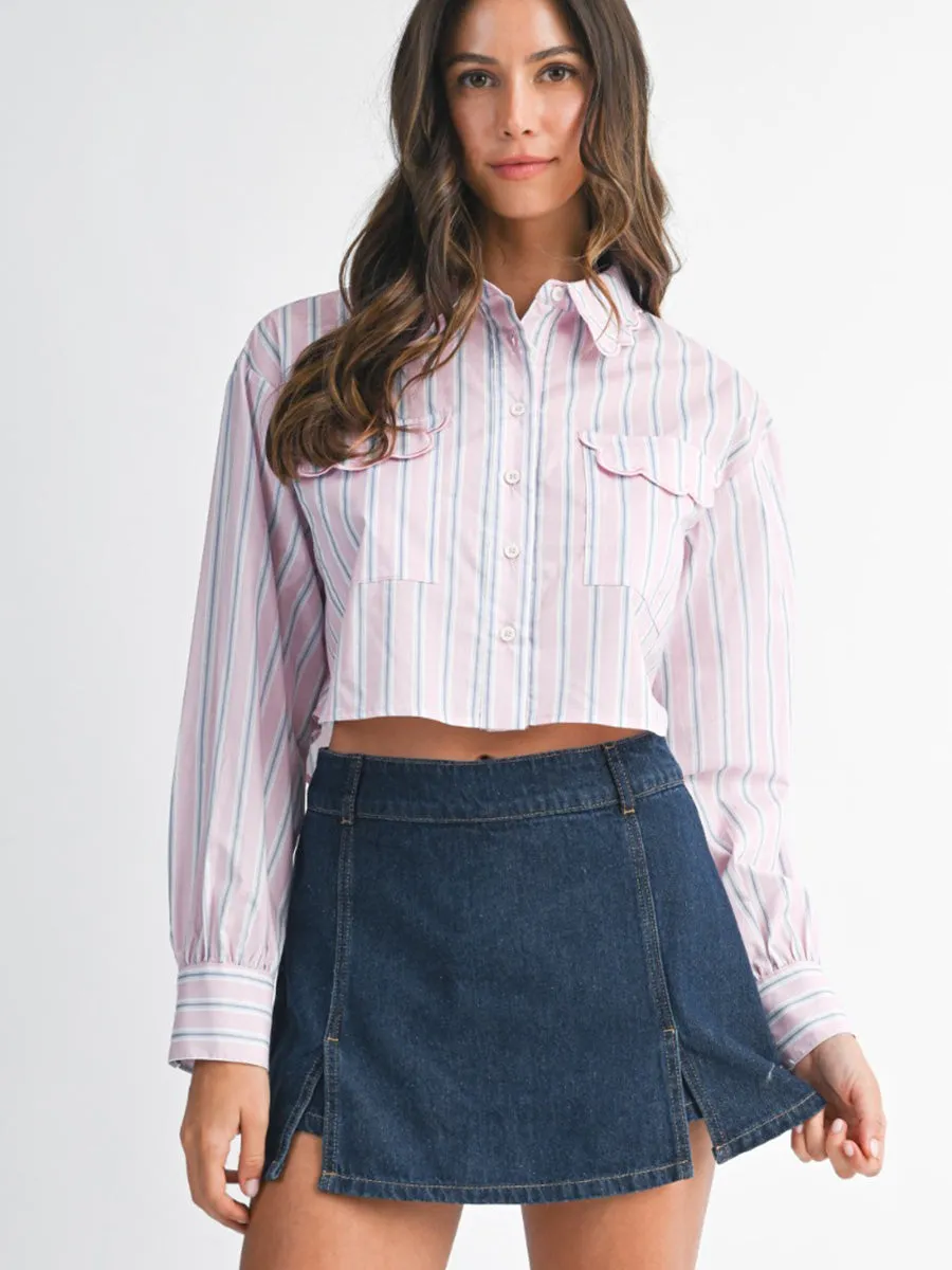 DENIM SKORT WITH FRONT SLIT sold by OAK