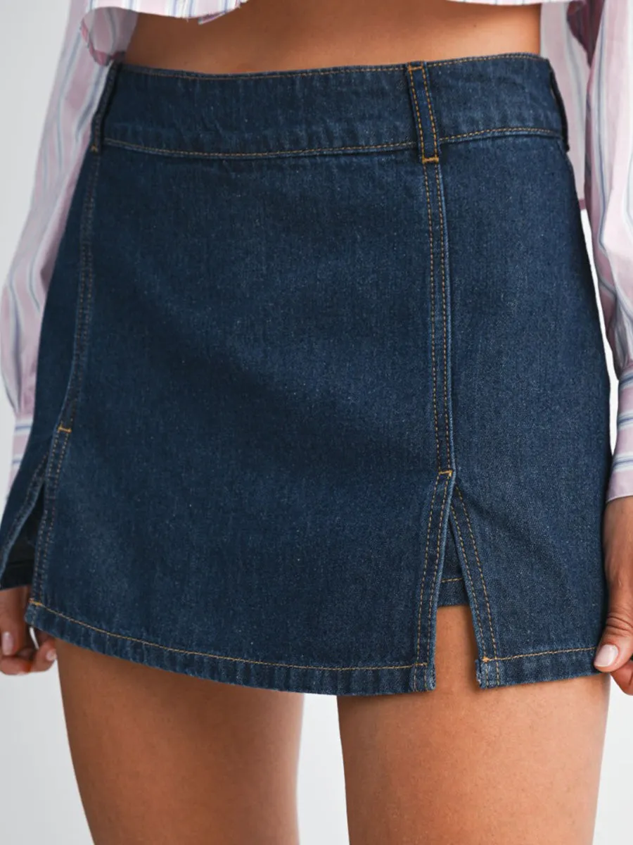 DENIM SKORT WITH FRONT SLIT sold by OAK product image thumbnail 3