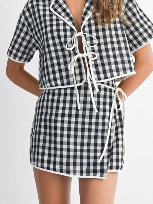 GINGHAM PLAID SKORT sold by OAK