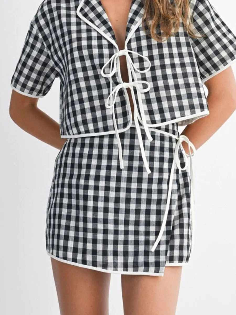 GINGHAM PLAID SKORT sold by OAK