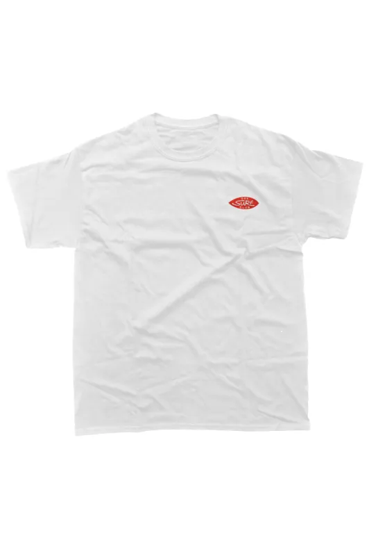 OAK SURF CLUB UNISEX OG TEE - WHITE/RED sold by OAK