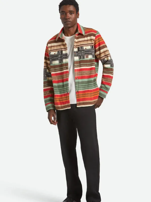 BRIXTON BOWERY LONG-SLEEVE ARCTIC STRETCH FLEECE - MULTI BLANKET STRIPE sold by OAK