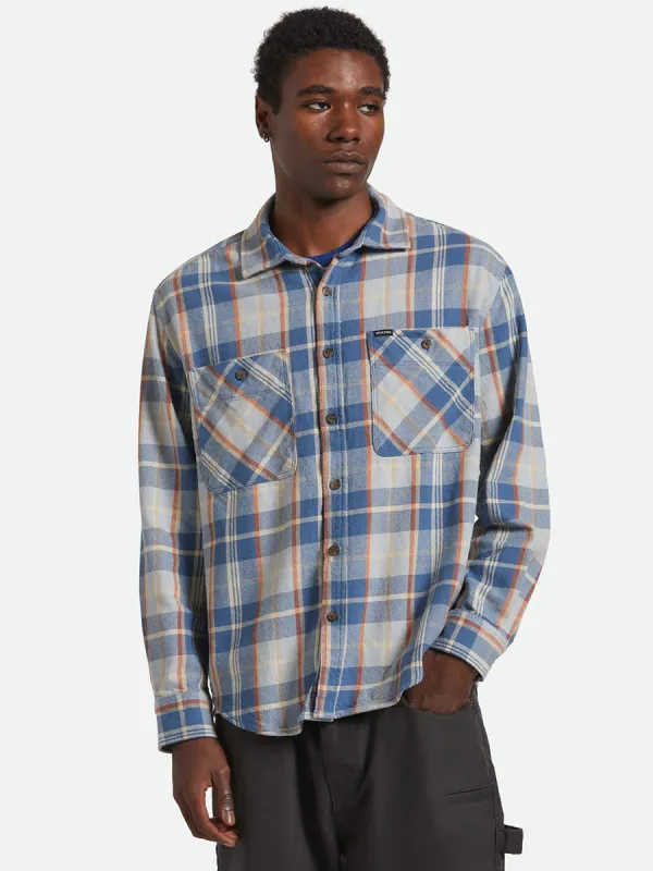 BRIXTON VINTAGE WASH FLANNEL - BLUE/SOFT BLUE/ORANGE sold by OAK