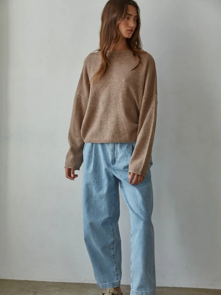 KNIT SWEATER WITH ROLLED ROUND NECK - MOCHA sold by OAK product image thumbnail 2