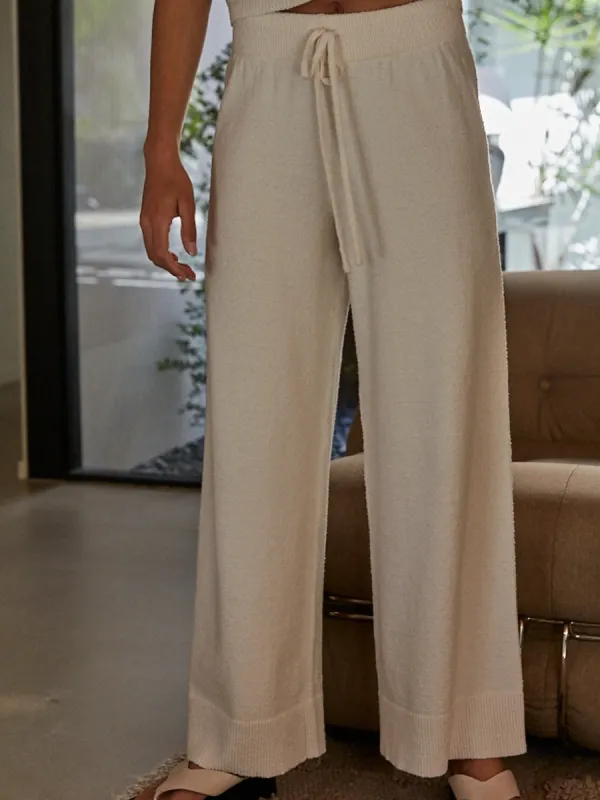 KNIT WIDE LEG PANT - IVORY sold by OAK
