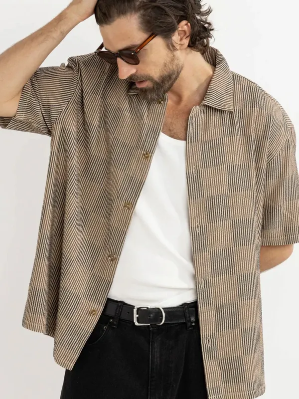 RHYTHM TANNER CHECK SHORT-SLEEVE SHIRT - TOBACCO sold by OAK